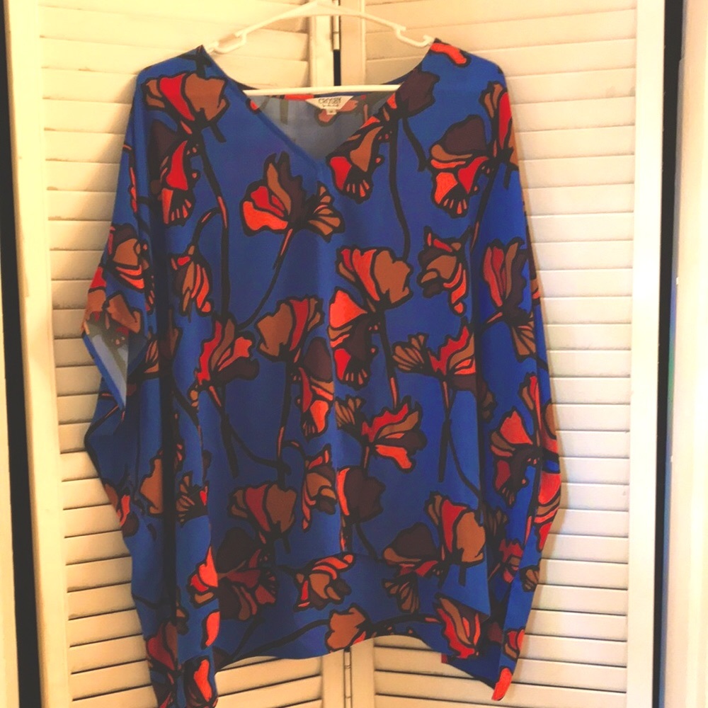 Flowy Fall Royal Floral Jardin Crosby by Mollie Burch Top Sz M